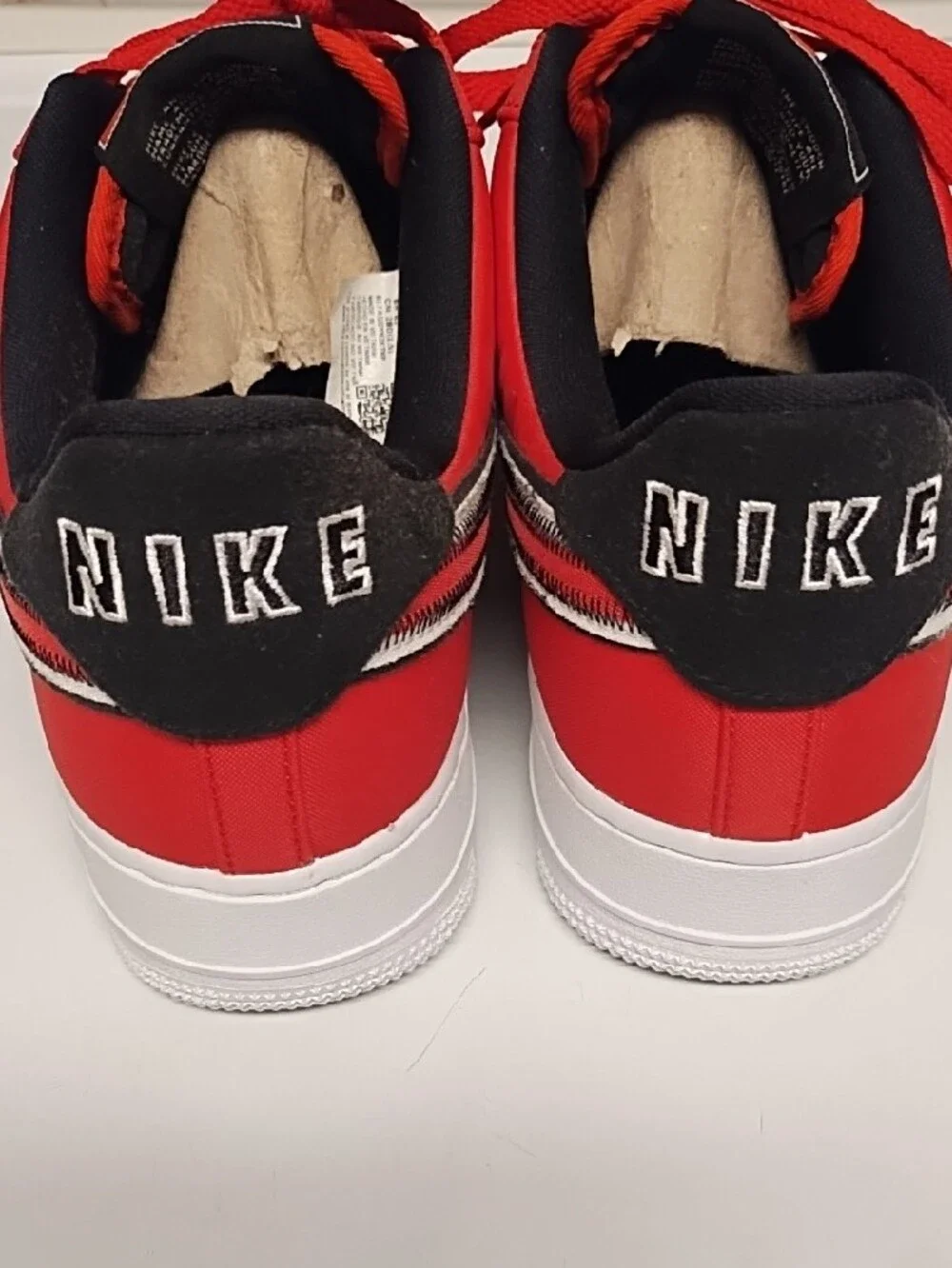 Nike Air Force 1 Low Reverse Stitch| Size 10| University Red, Black, White